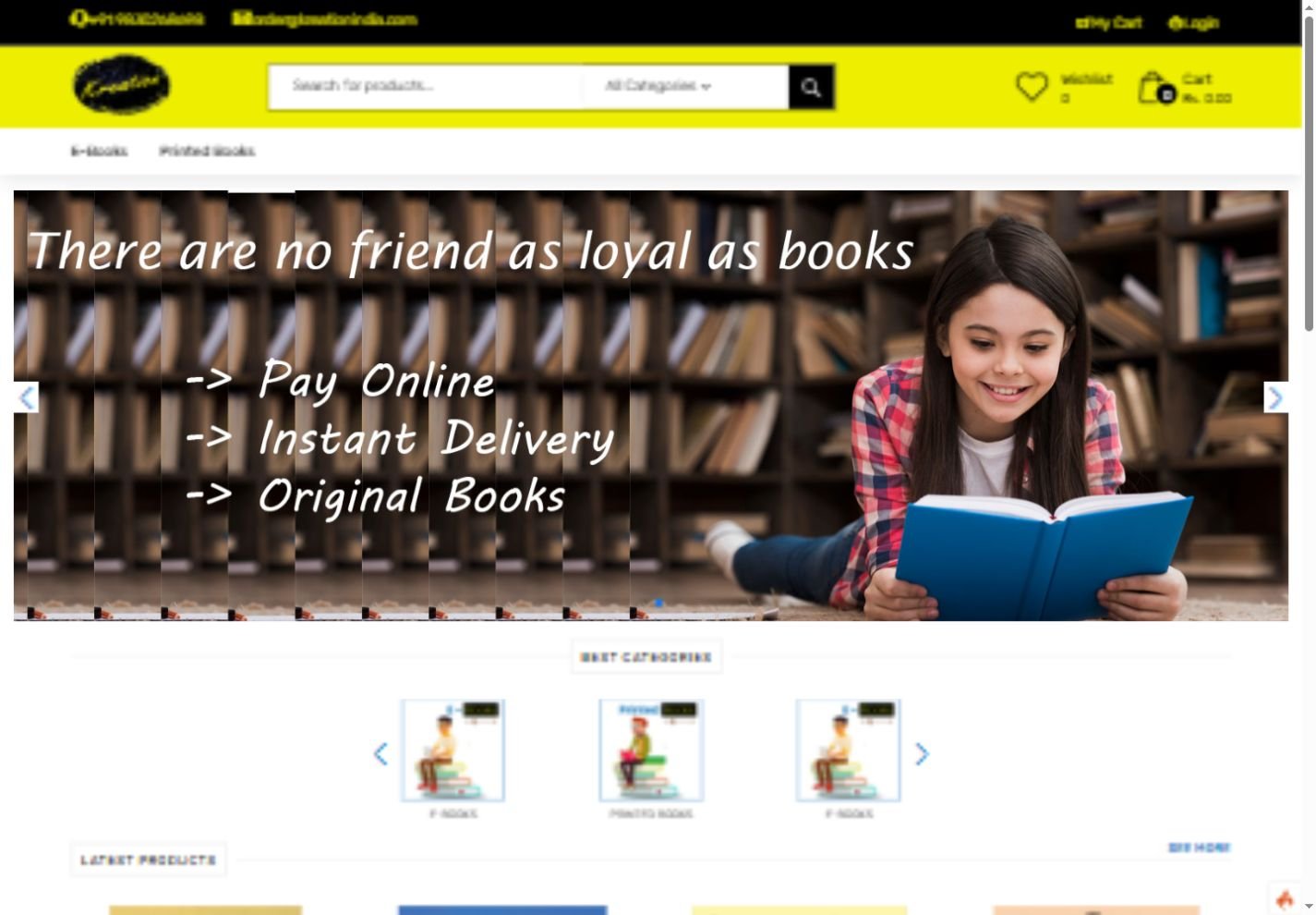 Kreation India online shop homepage screenshot